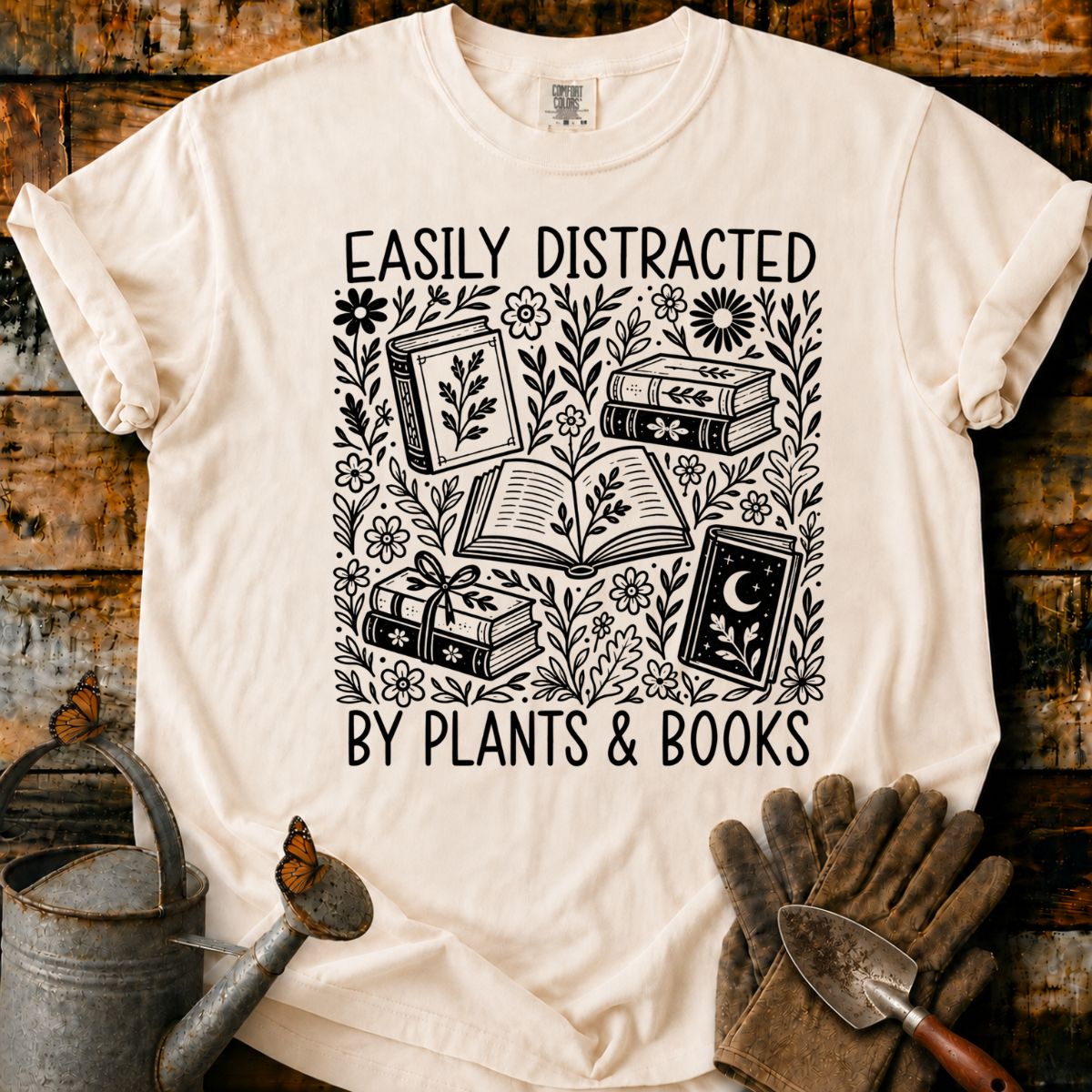 Easily Distracted by Plants & Books T-Shirt