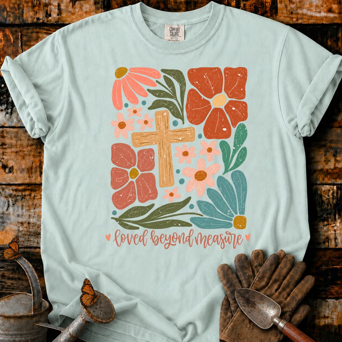 Floral Cross with Handwritten Blessing T-Shirt