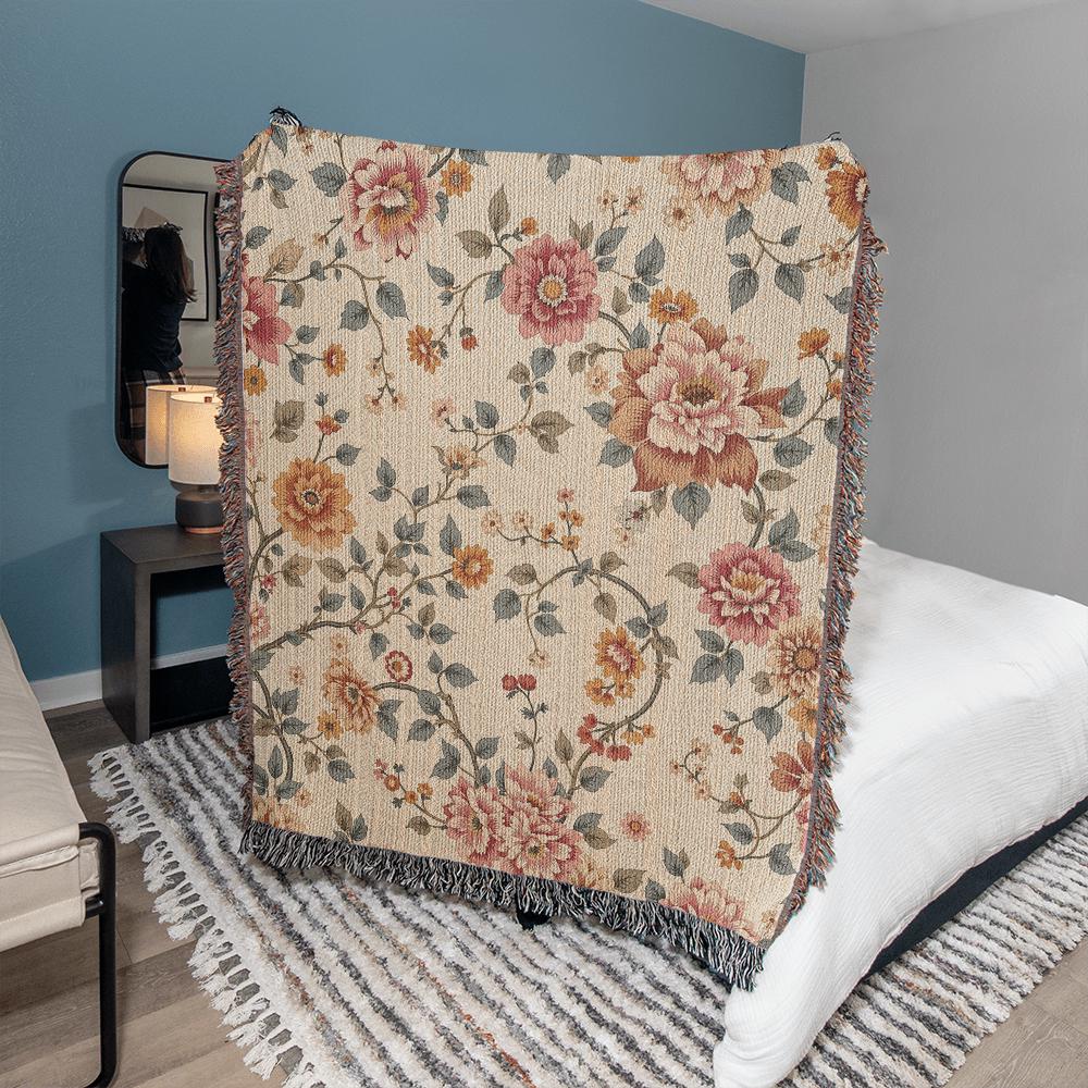 Vintage Chintz Floral Woven Blanket