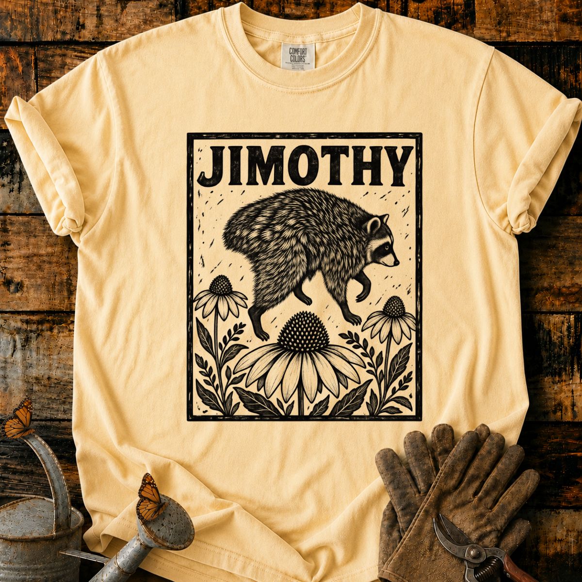 Raccoon and Coneflowers T-Shirt
