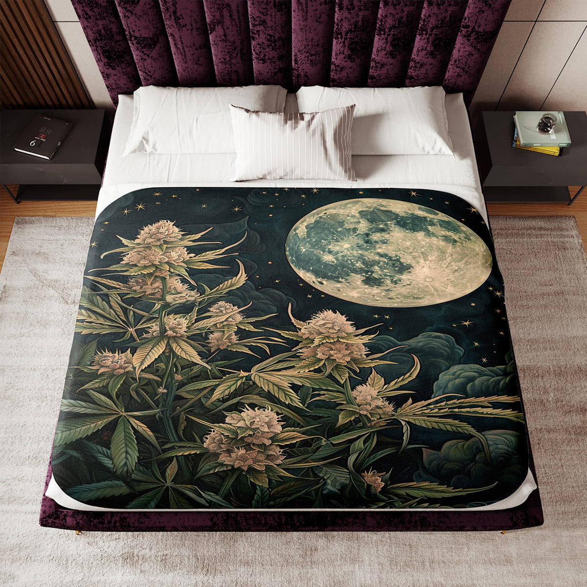 Cannabis Moon Woven Blanket