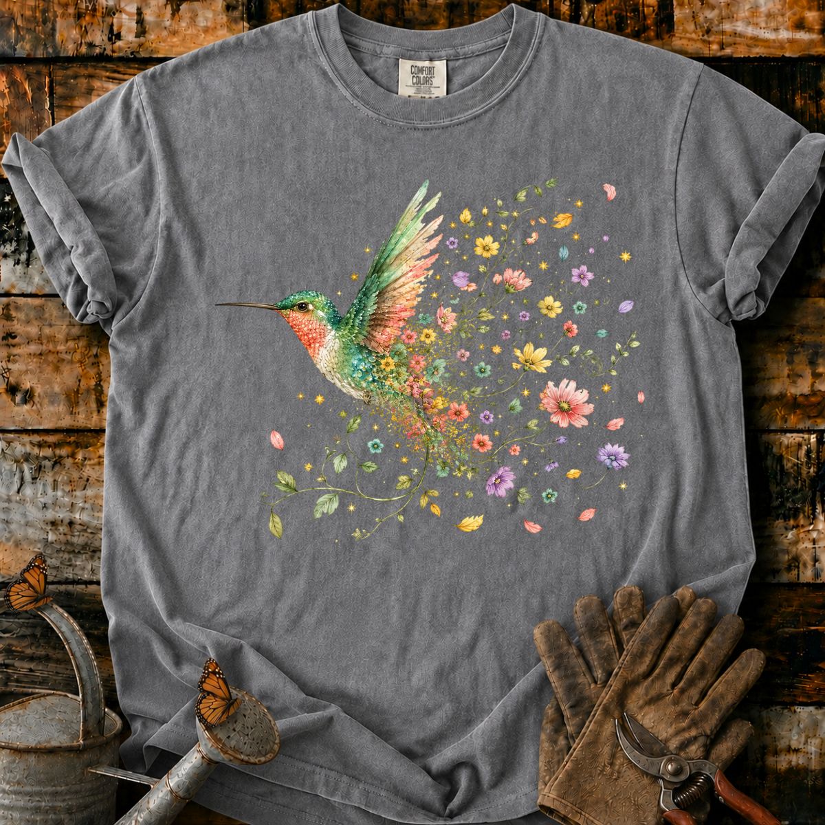 Hummingbird Floral Explosion T-Shirt