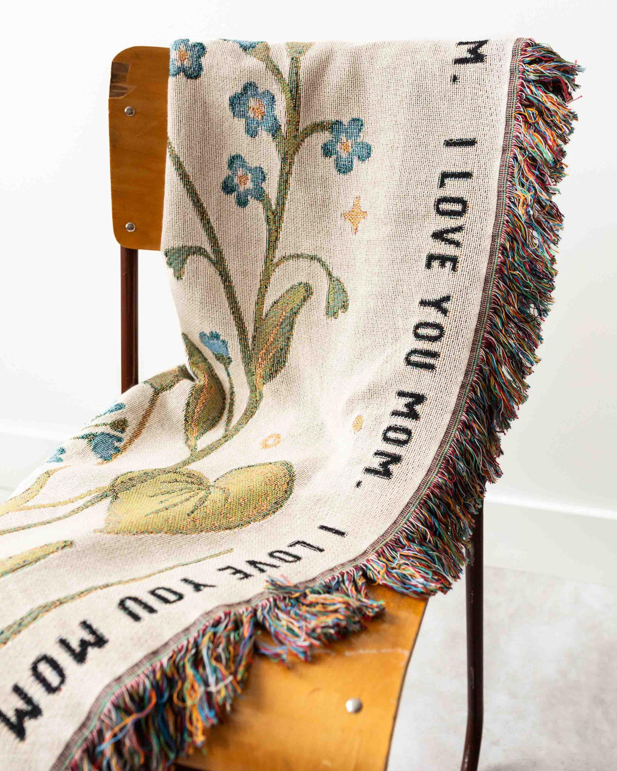 Personalized I Love You Mom Woven Blanket