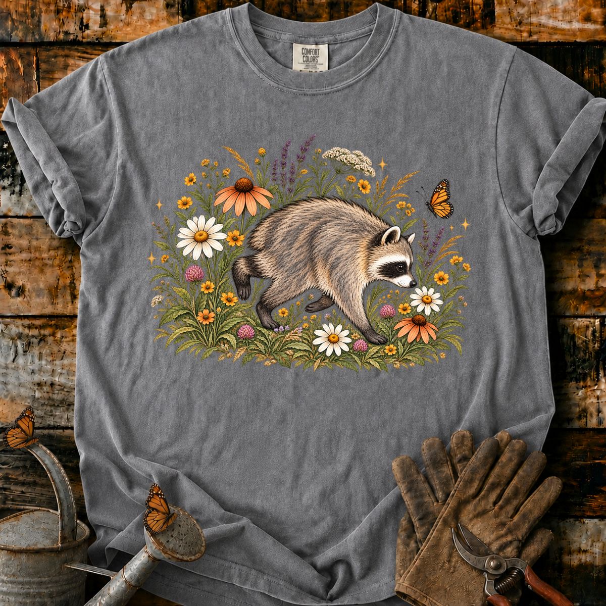 Wildflower Meadow Raccoon T-Shirt