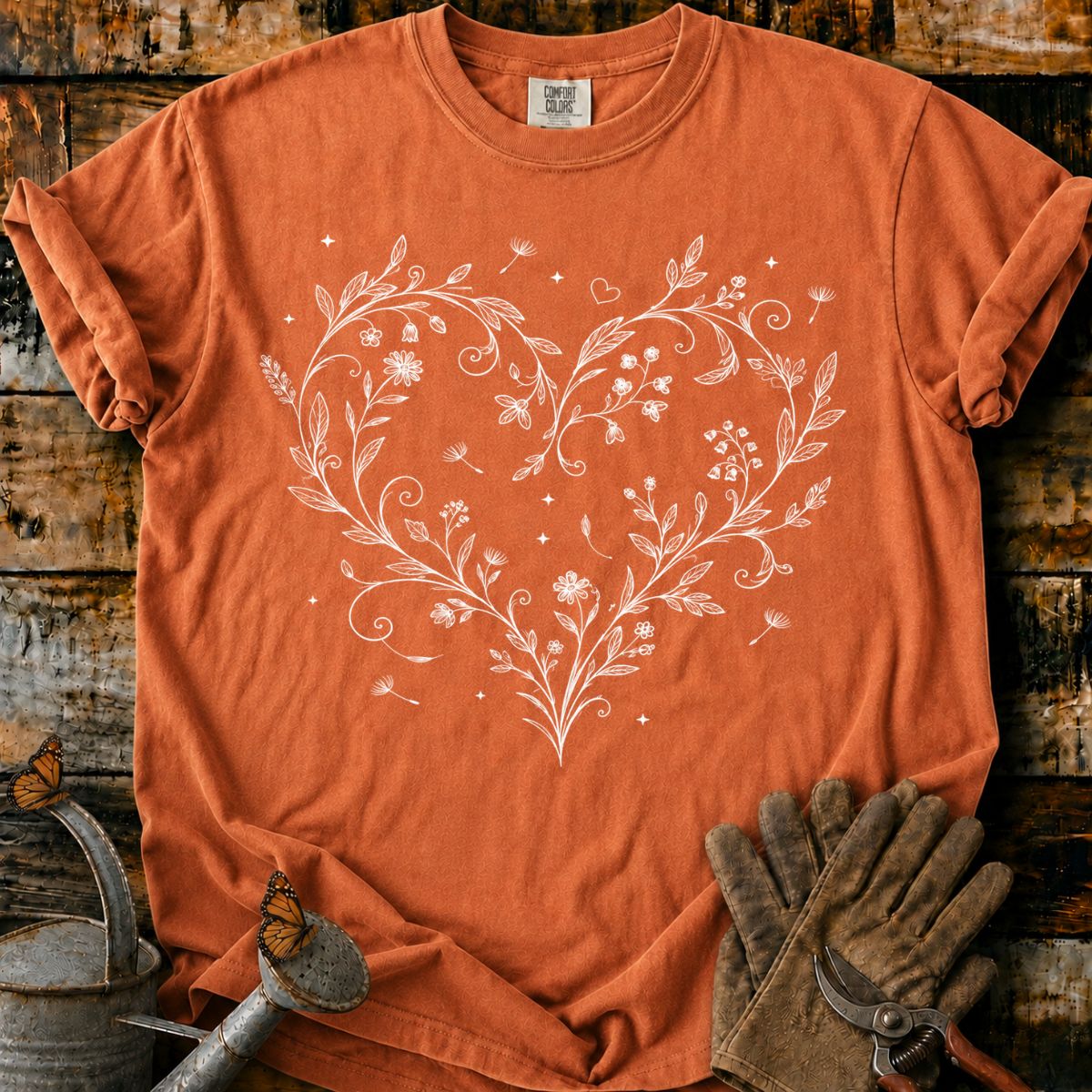 White Botanical Heart T-Shirt