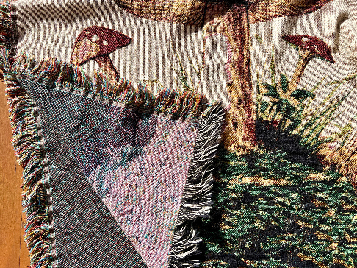 Toad Mushroom Gnome Woven Blanket