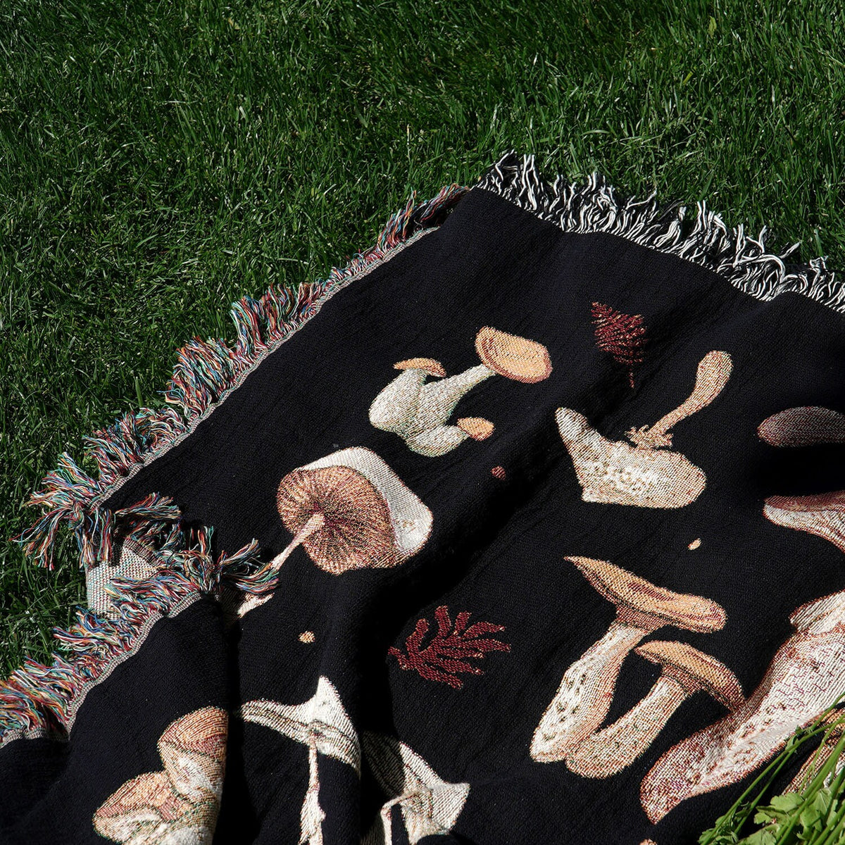 Shitake Happens Mushroom Woven Blanket