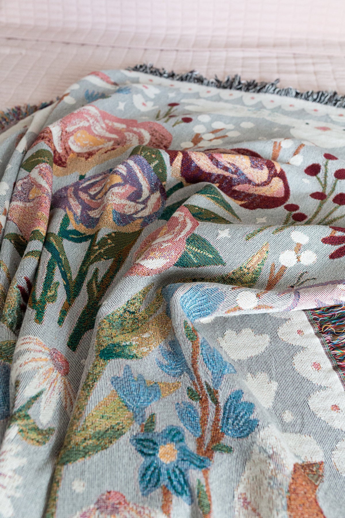 Mom Thank You Floral Woven Blanket