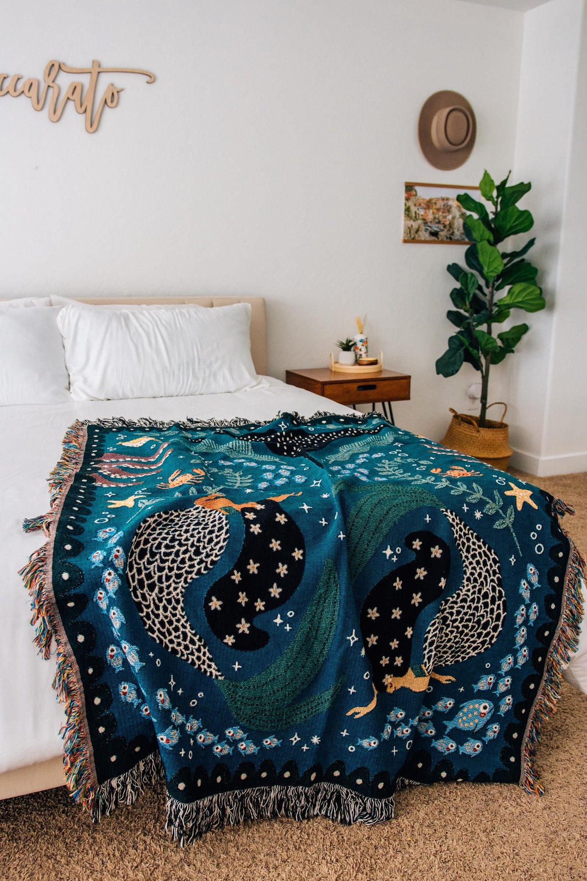 Ocean Mermaid Cotton Woven Blanket