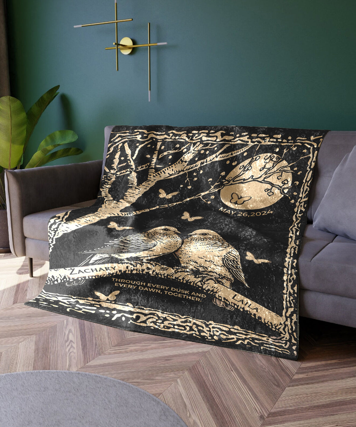 Personalized Lovebirds Woven Blanket