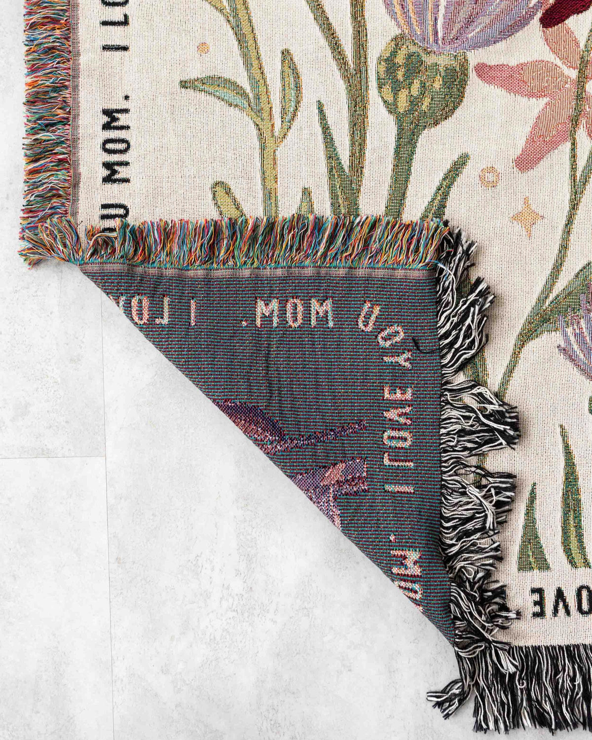 Personalized I Love You Mom Woven Blanket