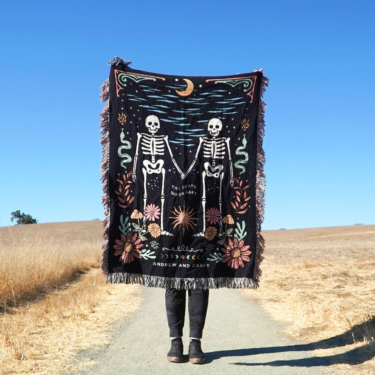 Personalized Skeleton Couple Woven Blanket