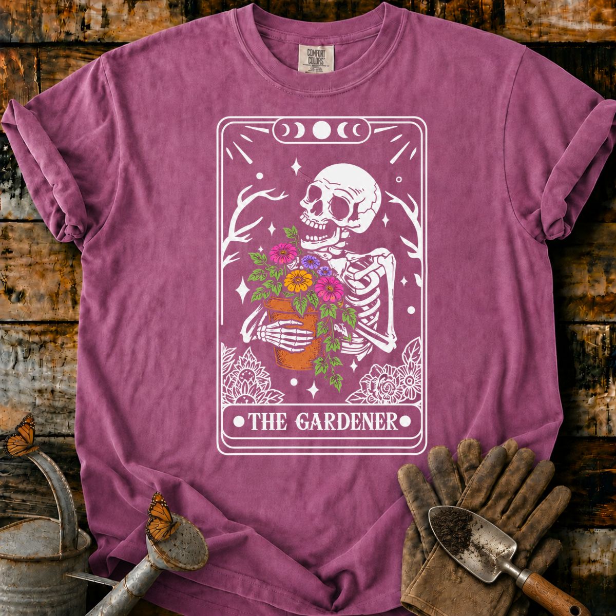 The Gardener Skeleton Tarot Card T-Shirt