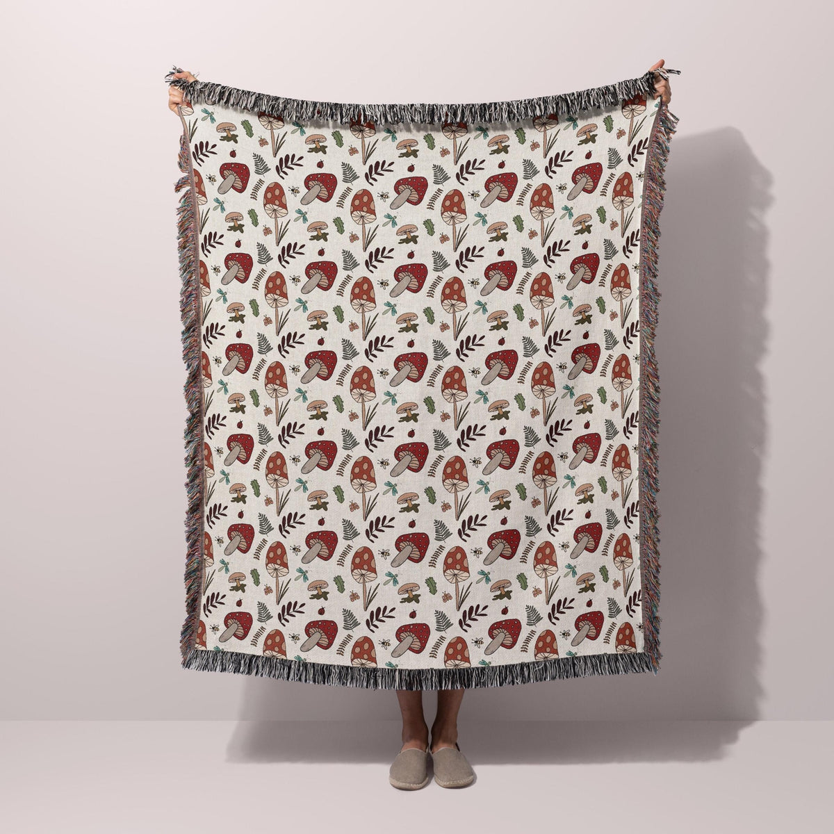 Mushroom Pattern Woven Blanket