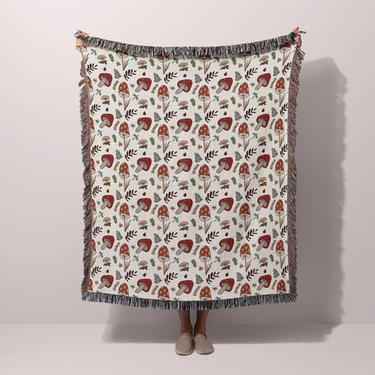Mushroom Pattern Woven Blanket