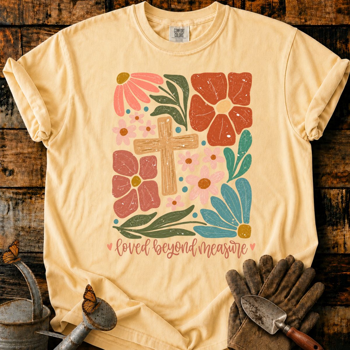 Floral Cross with Handwritten Blessing T-Shirt