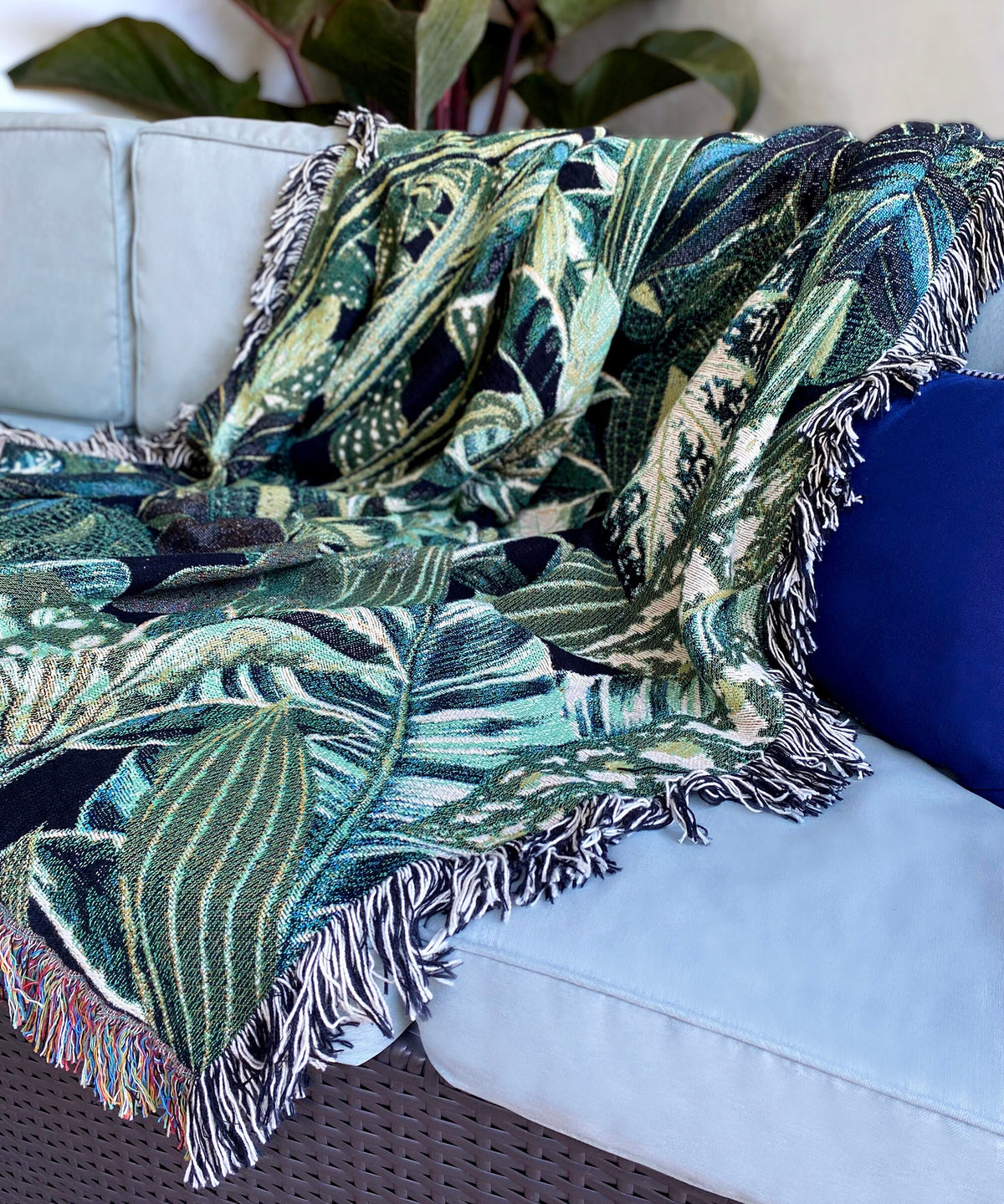 Tropical Houseplant Woven Blanket