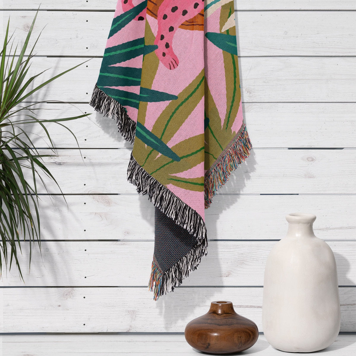 Pink Leopard Woven Blanket