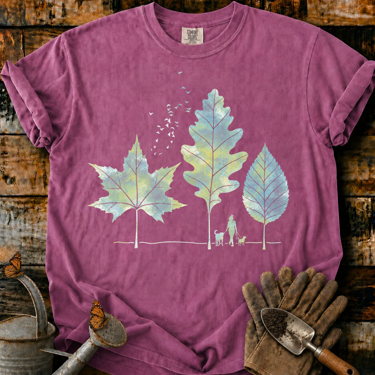 Quiet Autumn Walk Beneath Leaf Trees T-Shirt