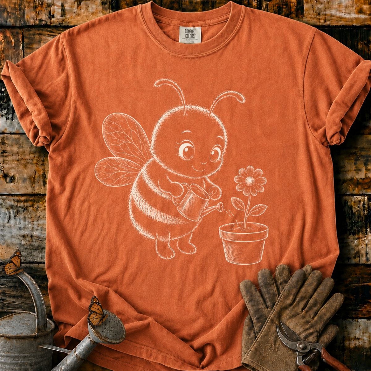 Bee With Flower Pot Art V3 T-Shirt