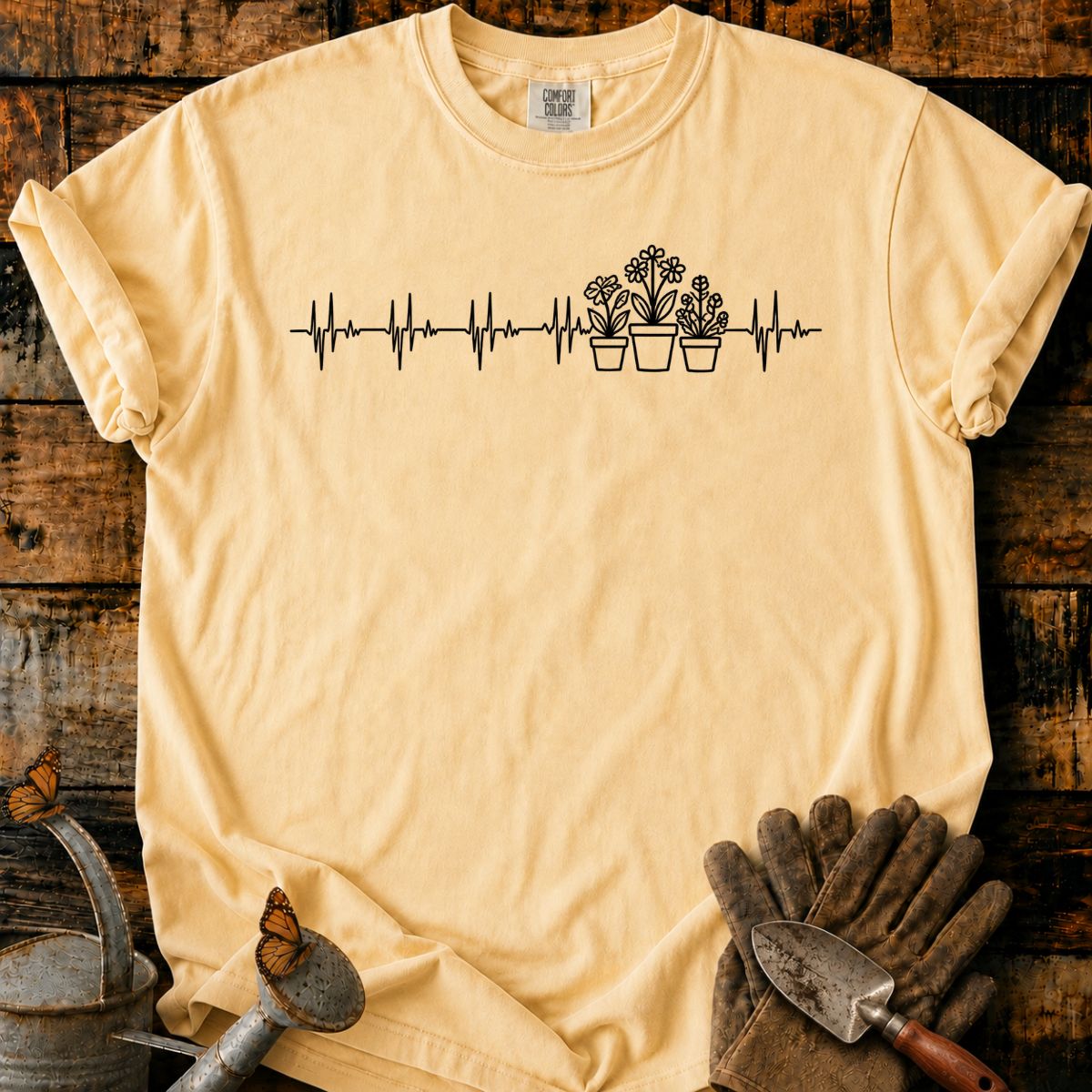 Heartbeat Garden Line Art T-Shirt