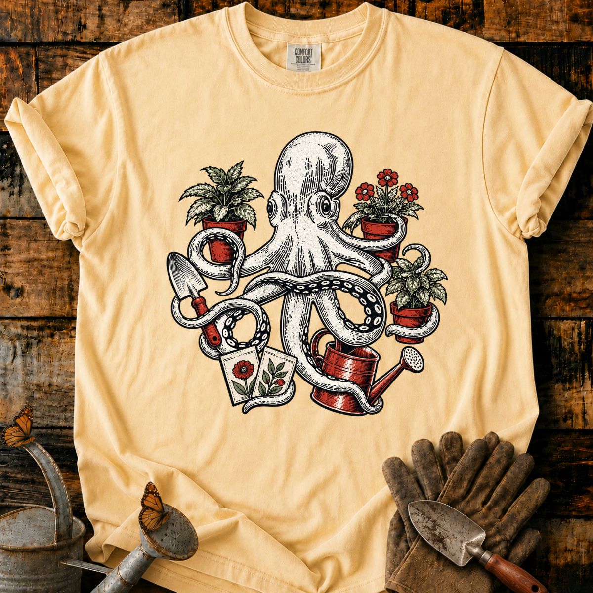 Vintage Gardening Octopus T-Shirt