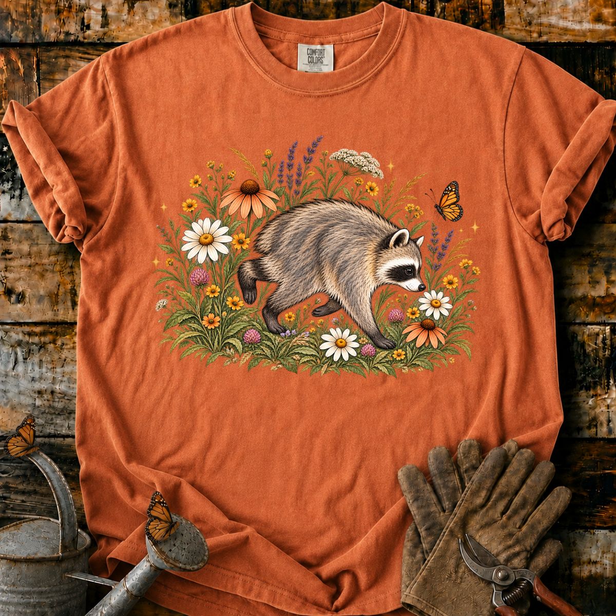 Wildflower Meadow Raccoon T-Shirt
