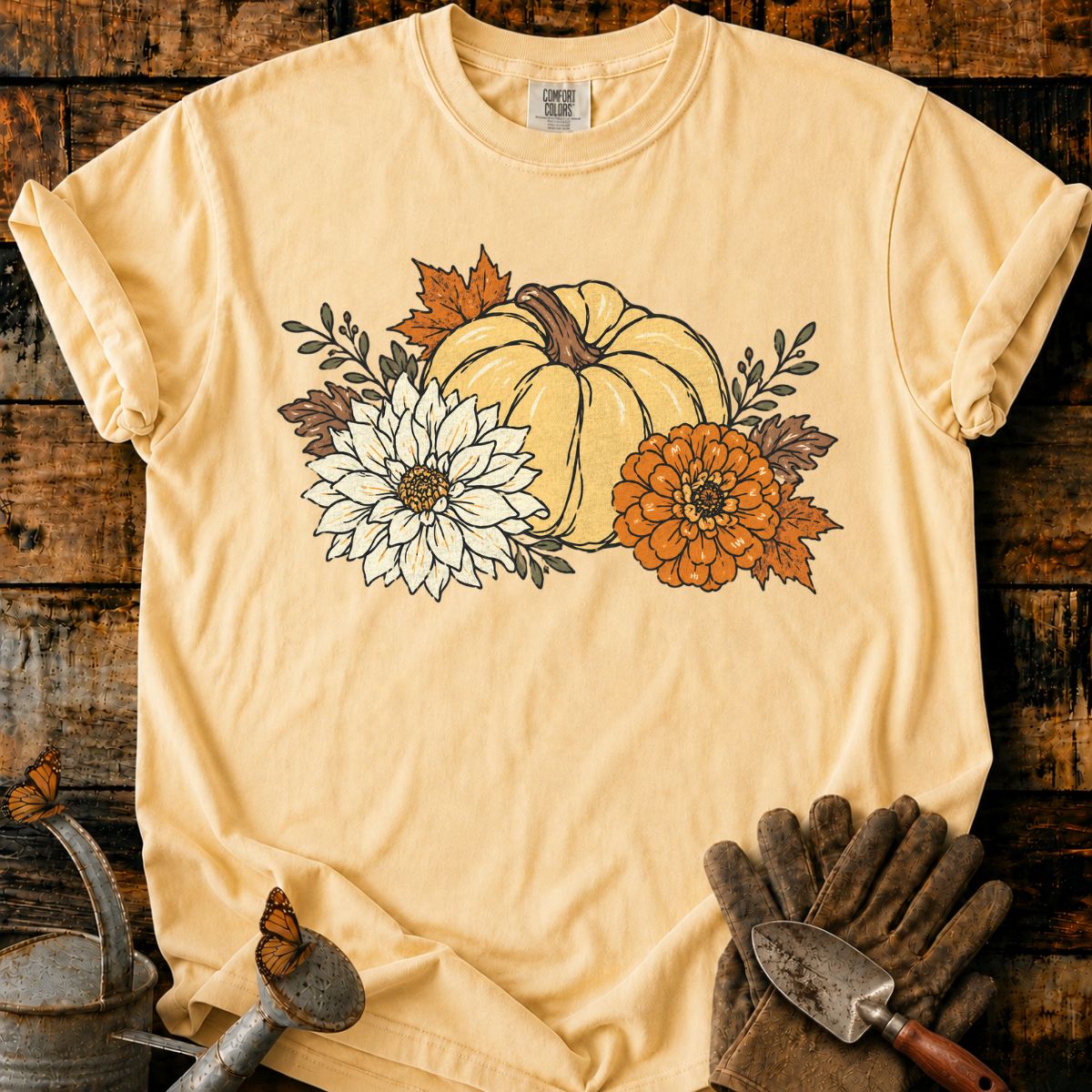 Vintage Floral Heirloom Pumpkin T-Shirt
