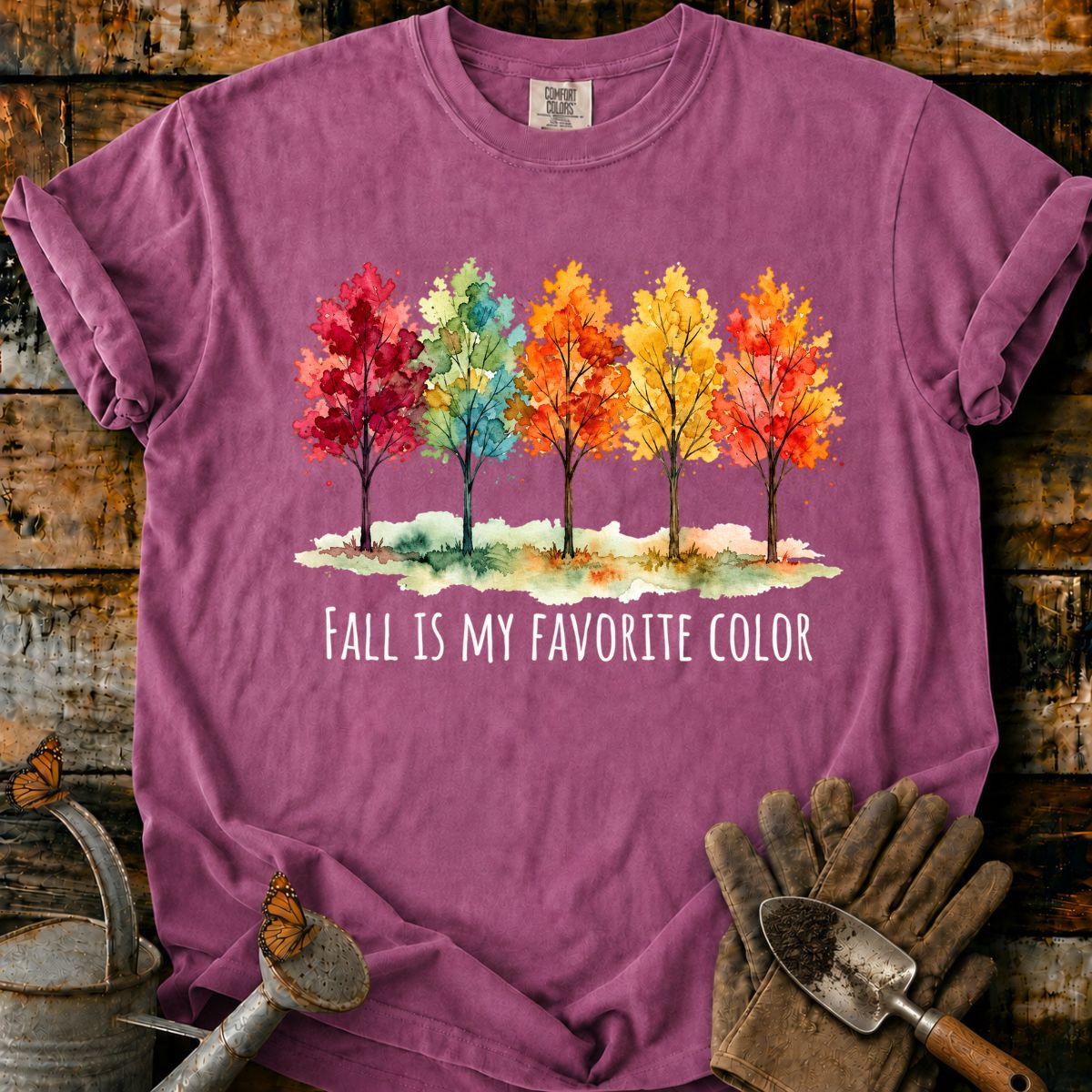 Watercolor Autumn Trees with Fall  T-Shirt