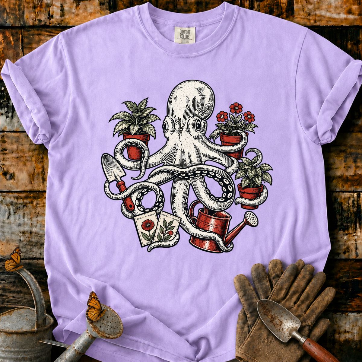 Vintage Gardening Octopus T-Shirt