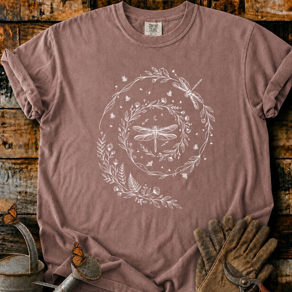 Dragonfly Botanical Wreath T-Shirt