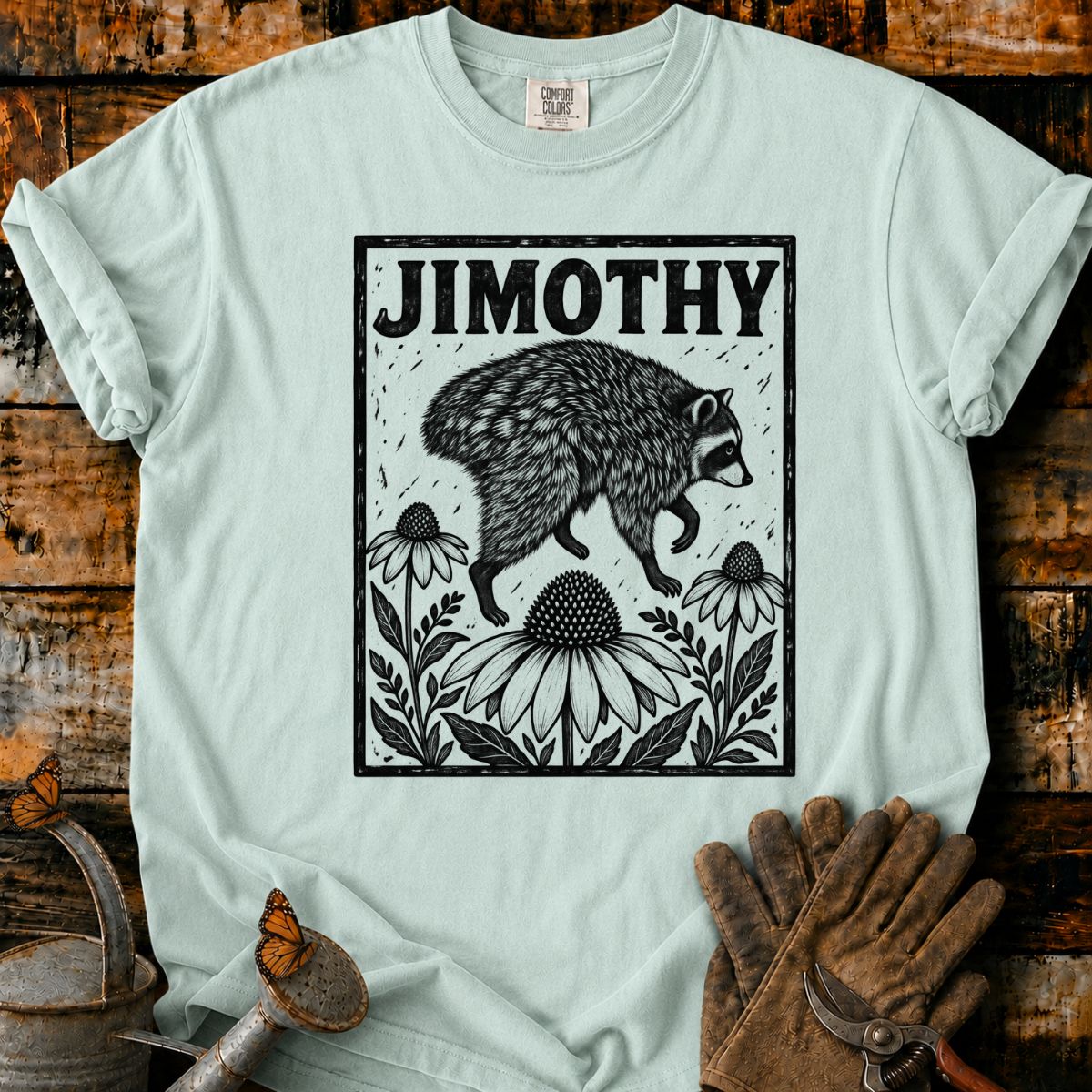 Raccoon and Coneflowers T-Shirt