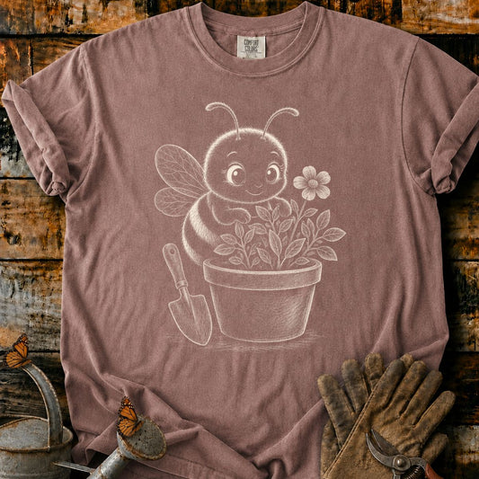 Bee With Flower Pot Art V2 T-Shirt