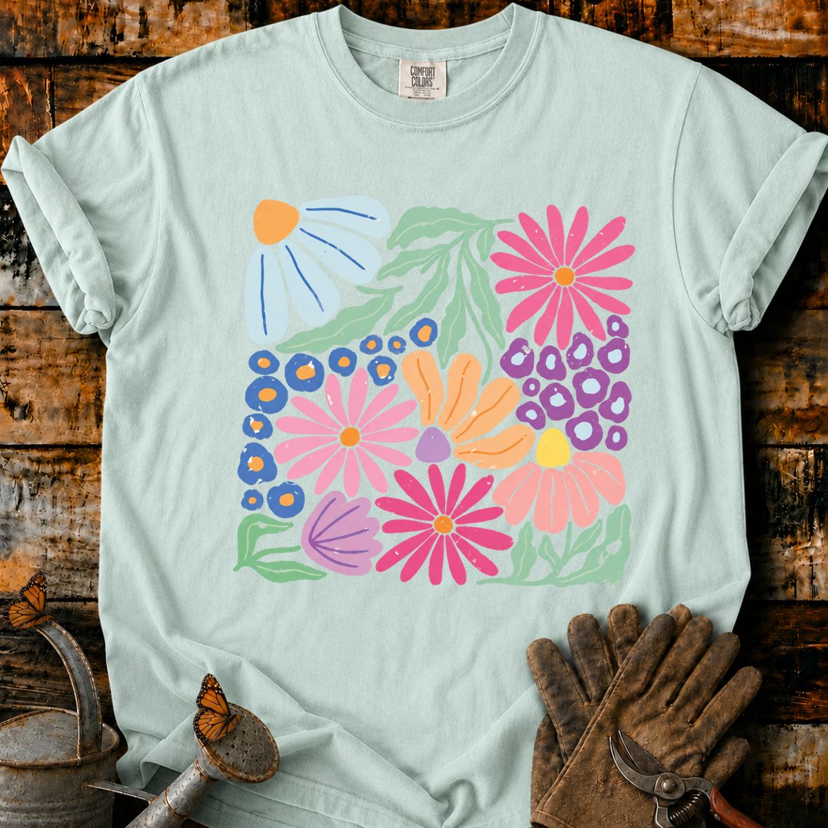 Retro Floral Collage T-Shirt