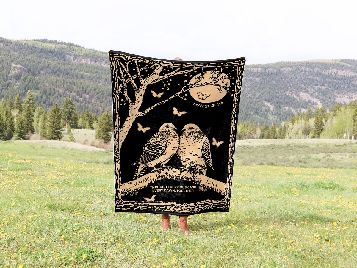 Personalized Lovebirds Woven Blanket