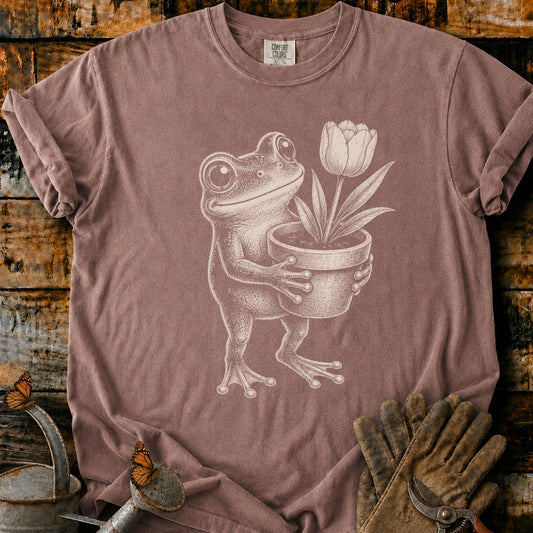 Frog With Flower Pot Art V2 T-Shirt