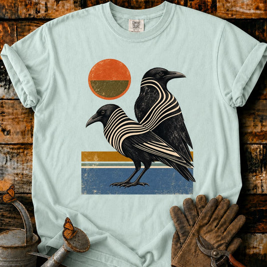 Vintage Striped Ravens Graphic T-Shirt