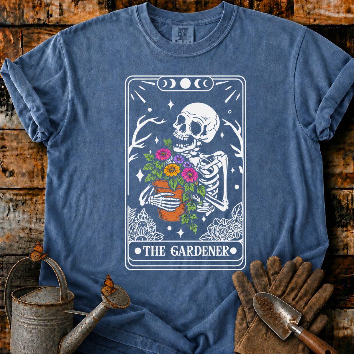 The Gardener Skeleton Tarot Card T-Shirt