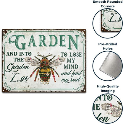 Rustic Bee Garden Metal Sign