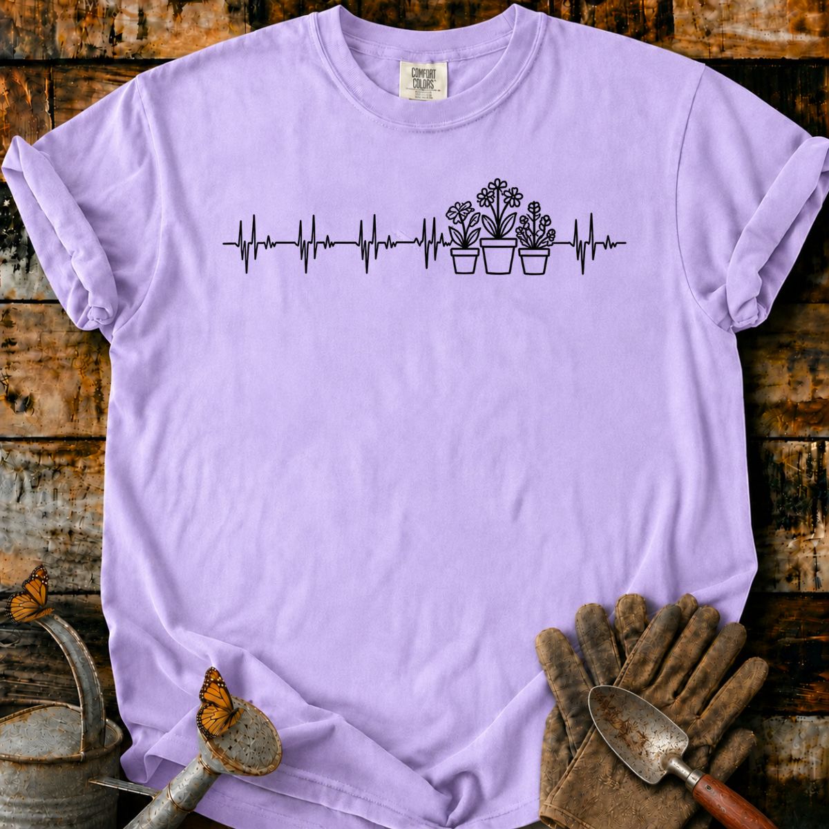 Heartbeat Garden Line Art T-Shirt