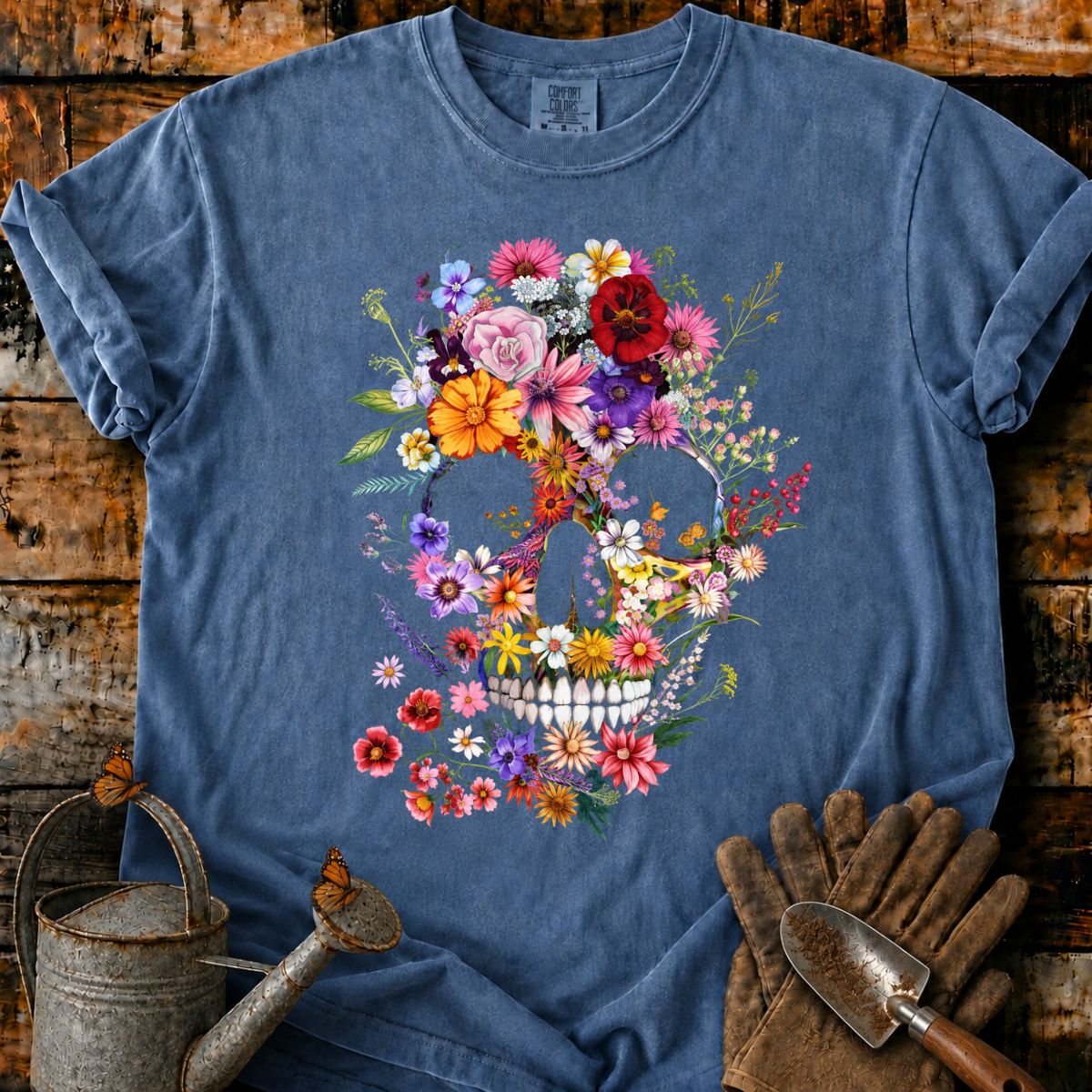 Vibrant Floral Skull T-Shirt