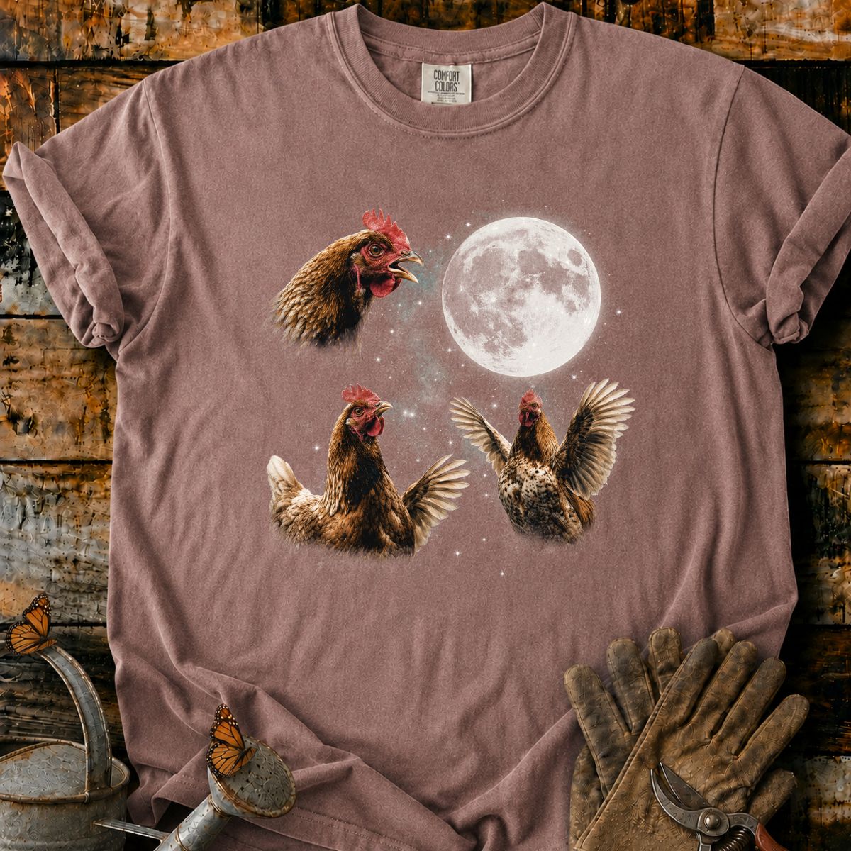 Moonlit Cosmic Chickens T-Shirt