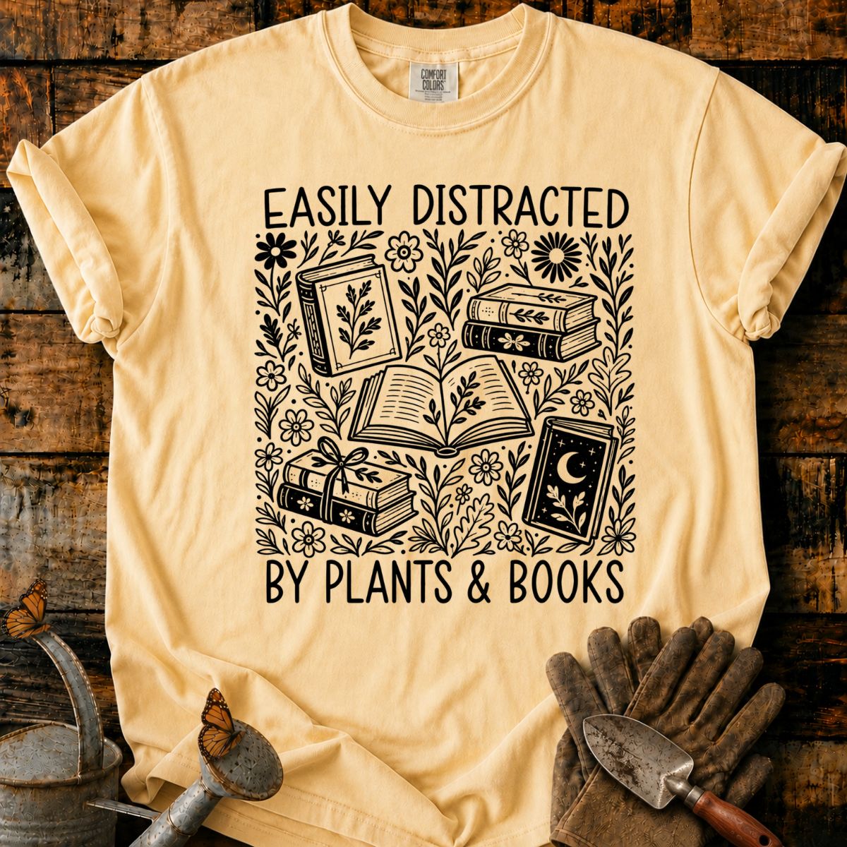 Easily Distracted by Plants & Books T-Shirt