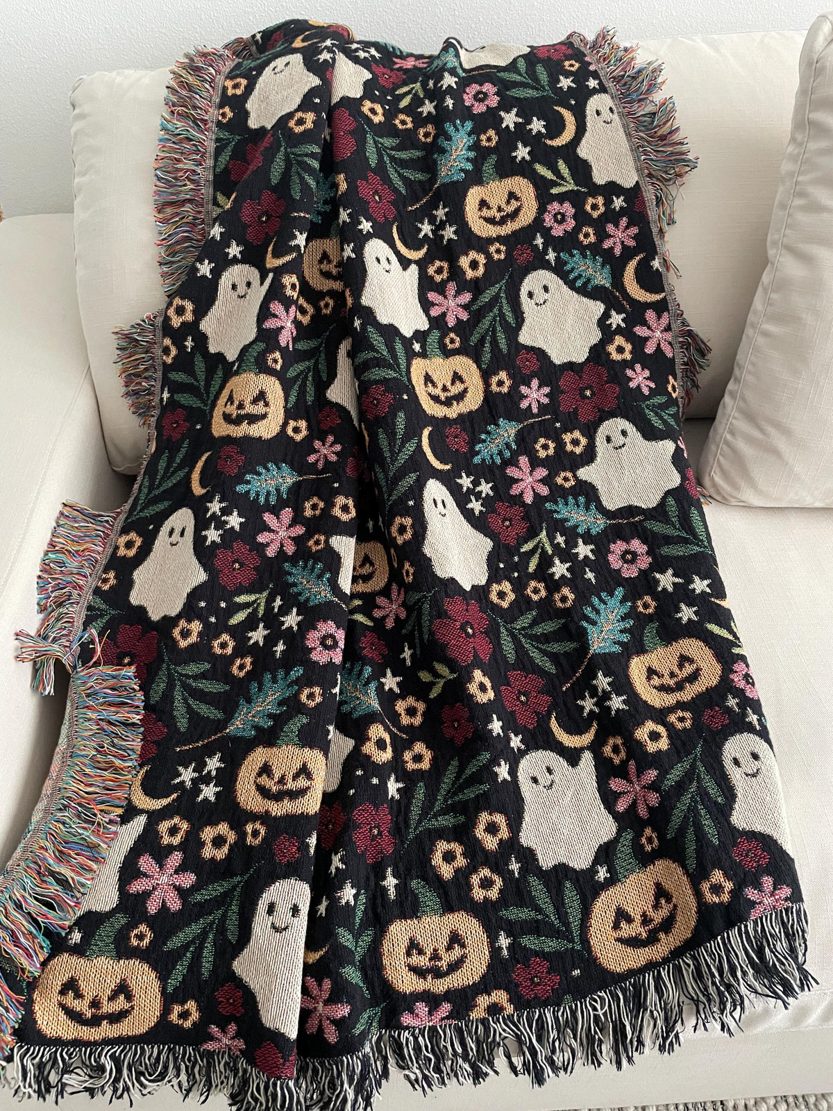 Cute Halloween Ghost Woven Blanket