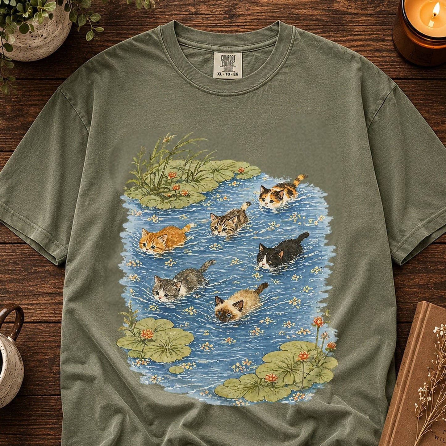 Swimming Cats in Pond T-Shirt