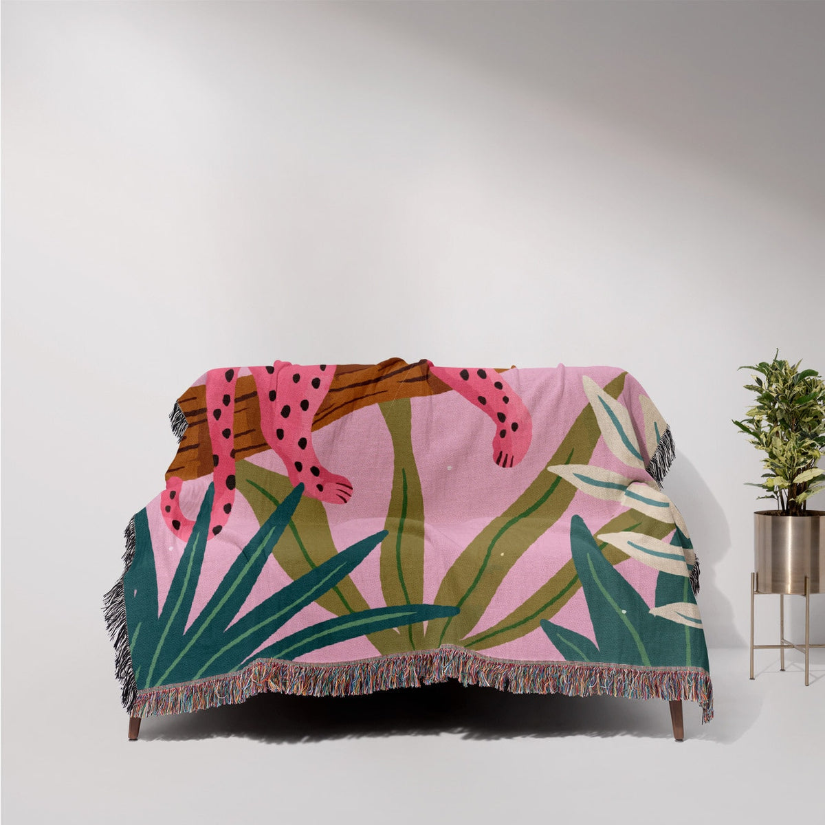 Pink Leopard Woven Blanket
