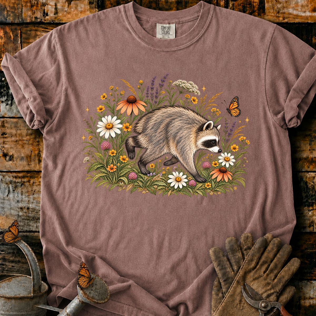 Wildflower Meadow Raccoon T-Shirt