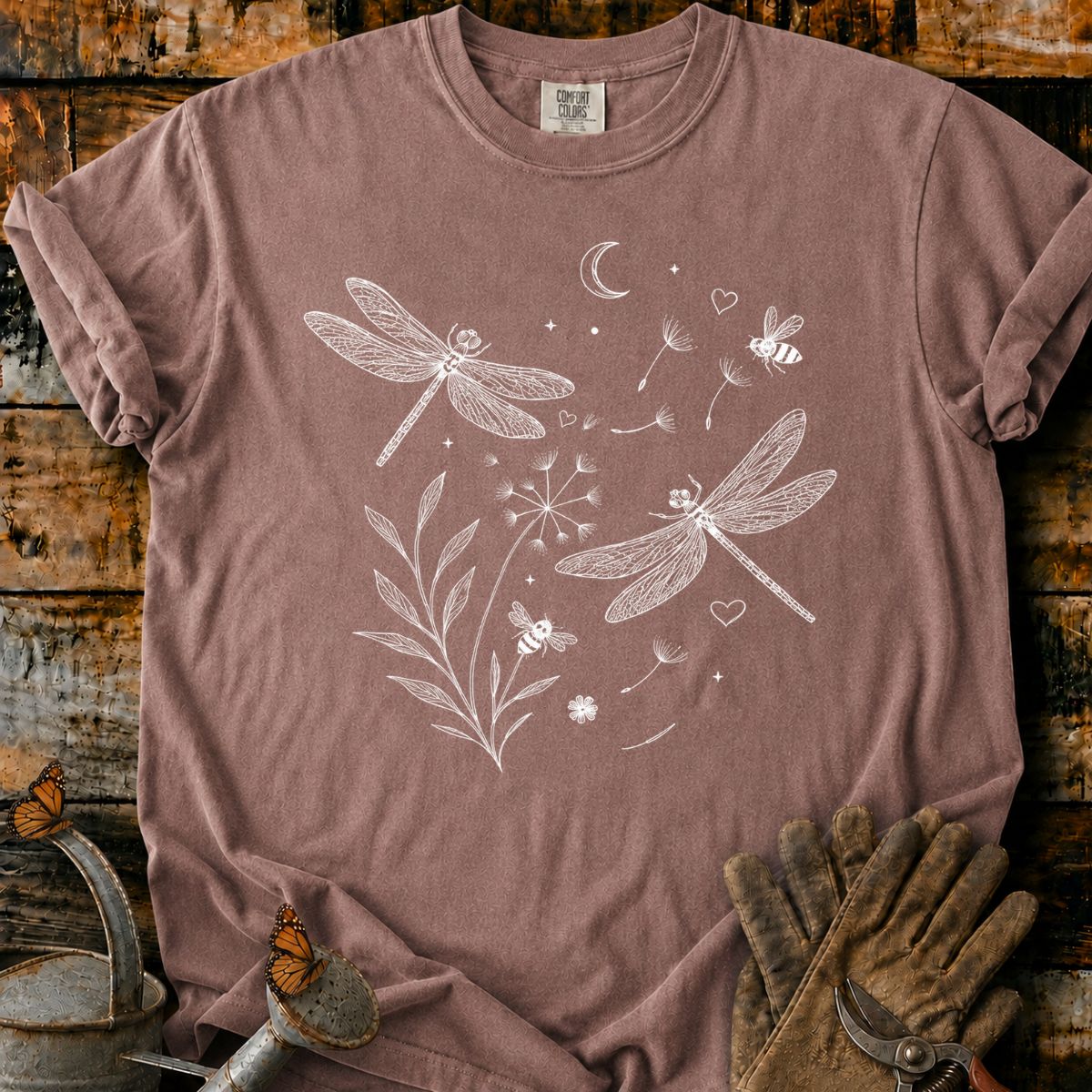 Teal Garden of Dragonflies T-Shirt