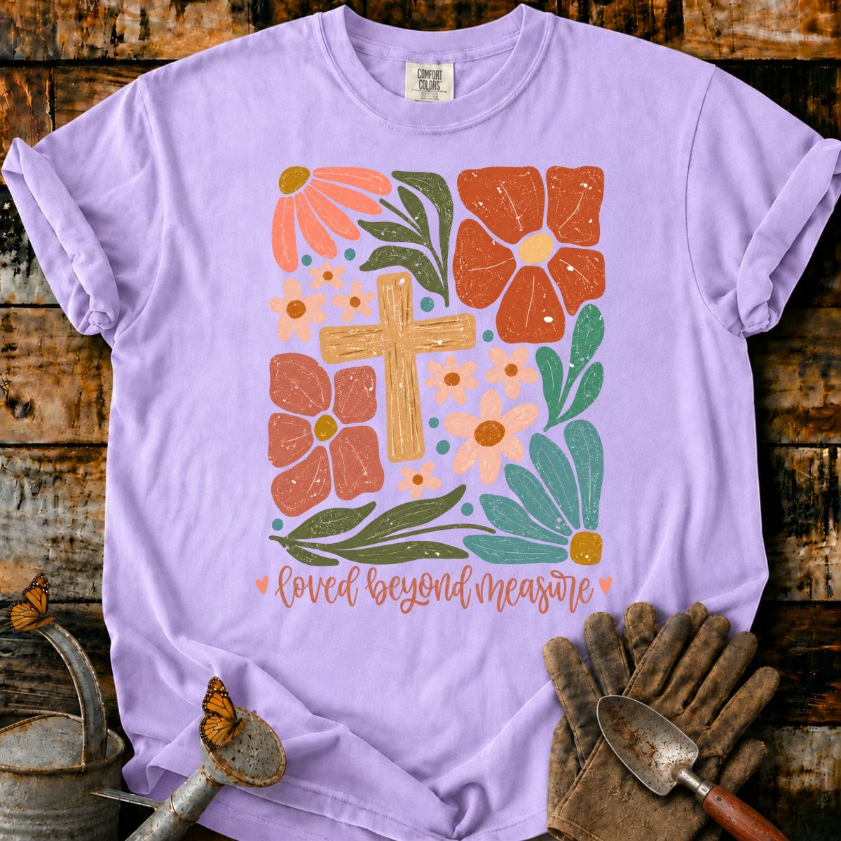 Floral Cross with Handwritten Blessing T-Shirt
