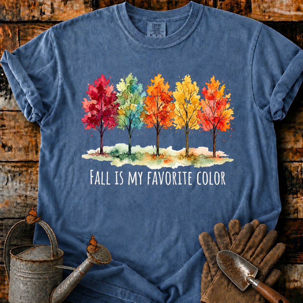 Watercolor Autumn Trees with Fall  T-Shirt